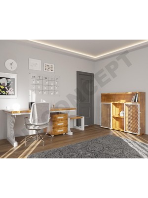 Ntconcept Hell Doğal Ahşap Dörtlü Ofis ve Çalışma Odası Takımı