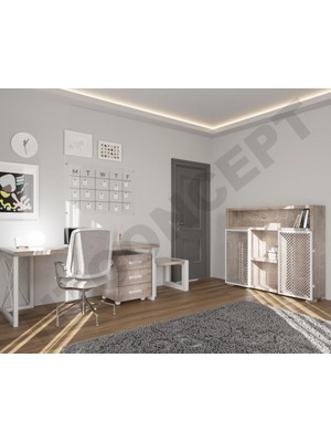 Ntconcept Well Doğal Ahşap Dörtlü Ofis ve Çalışma Odası Takımı