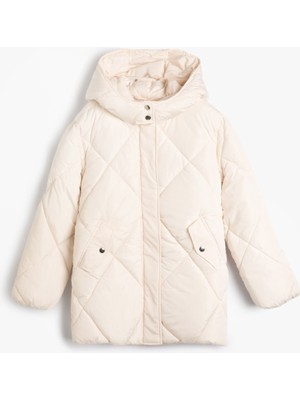 Koton Şişme Mont Kapşonlu Çıtçıt Detaylı Kapitone