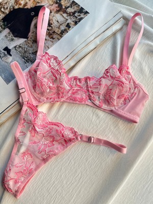 La Madame Adele Pink Bralet Takım