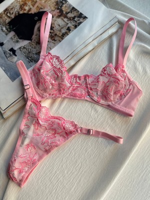 La Madame Adele Pink Bralet Takım