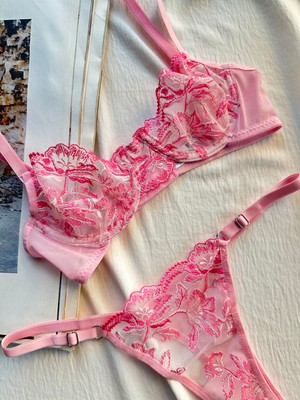 La Madame Adele Pink Bralet Takım