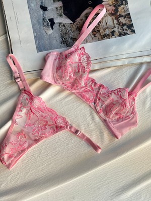 La Madame Adele Pink Bralet Takım