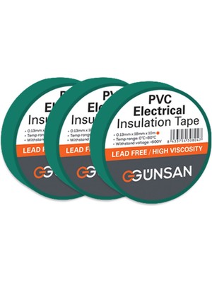 Günsan Elektrik 3 Adet Günsan Elektrik Yeşil Izole Bant 0.13X18MMX10M