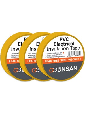 Günsan Elektrik 3 Adet Günsan Elektrik Sarı Izole Bant 0.13X18MMX10M