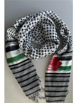 Madame Polo Unisex Günlük Kullanıma Uygun Puşi Şal Kefiye Filistin Bayrak