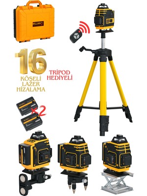 Millian 16 Köşeli Uzaktan Kumandalı Lazer Makinesi 50 m Çalışma Mesafesi ile Tripod Hediyeli