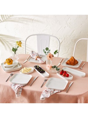 Emsan Yeni Mısra Porselen 12 Parça 6 Kişilik Kahvaltı Servis Takımı Beyaz
