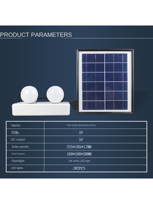 Humble Güneş Paneli Işık 2 Ampul Seti Kamp Solar Şarj Cihazı Enerji Tasarruflu Güneş Işığı Açık Kapalı Şarj Edilebilir LED Işık (Yurt Dışından)