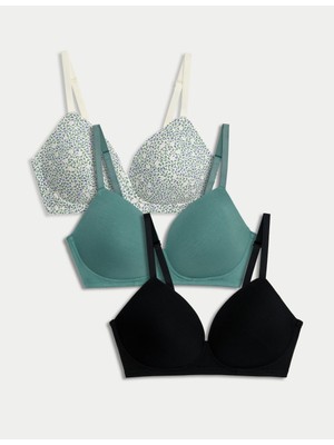 Marks & Spencer 3'lü Destekli Pamuklu T-Shirt Sütyeni Seti