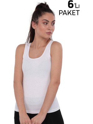 Tutku Ribana Geniş Askılı Kadın Atlet 136 6'lı Beyaz