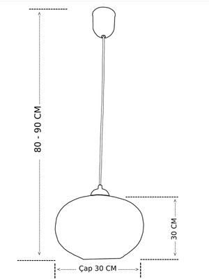 Tek-İş Ip Sarkıt Avize Büyük Boy Top Avize 30 cm Çap Krem Rengi