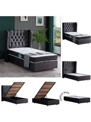 Setay Riga Tek Kişilik Mdf Baza - Antrasit (Başlık-Yatak Hariç)