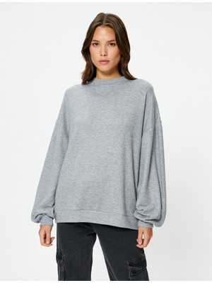 Koton Oversize Sweatshirt Bisiklet Yaka Balon Kollu