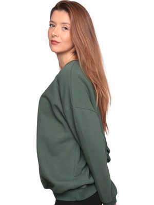 Simisso Nakışlı 3 Iplik Kadın Sweatshirt 5808 | Yeşil