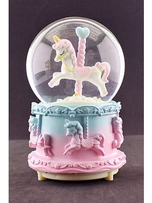 Home Dekor Hediye Unicorn Pembe Mavi Orta Boy Kar Küresi Işıklı Müzikli Sevgiliye Süpriz Hediye 12CM Boy Hediye