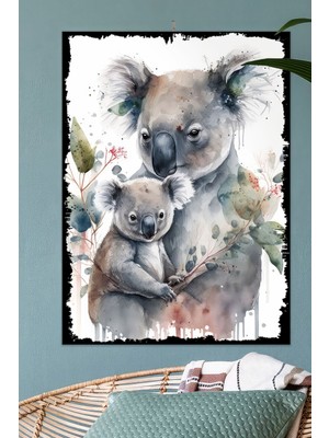 Tontilika Çocuk ve Bebek Odası Tatlı Hayvanlar Tema Özel Tasarım 50X70CM Hediyelik Dekoratif 8mm Ahşap Tablo