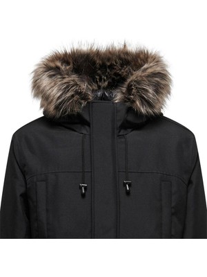 Only & Sons Erkek Parka Siyah 22027557  Onsfuture Faux Fur