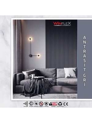 Winflex Winpanel Dekoratif Ahşap Duvar Paneli – Antrasit Gri (15 x 240 cm ).