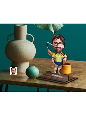 Bk Gift Kişiye Özel Balıkçı Karikatürlü Ahşap Biblo-5 , Arkadaşa Hediye , Sevgiliye Hediye, Kişiye Özel Biblolar