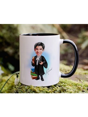 Bk Gift Kişiye Özel Avukat Karikatürlü Siyah Kupa Bardak-7, Sevgiliye Hediye, Arkadaşa Hediye