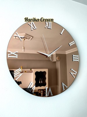 Harika Crown Gerçek Aynalı Dekoratif Duvar Saati (40- 50 Cm)