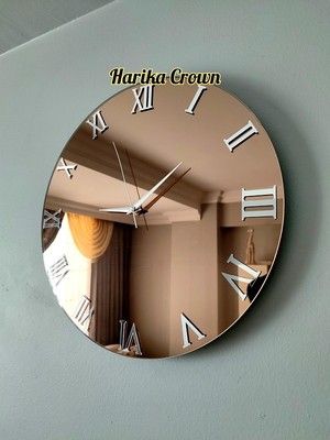 Harika Crown Gerçek Aynalı Dekoratif Duvar Saati (40- 50 Cm)