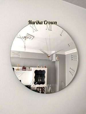 Harika Crown Gerçek Aynalı Dekoratif Duvar Saati (40- 50 Cm)