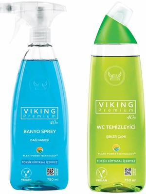 Viking Premium 2'li (Banyo Spreyi Dağ Nanesi , Wc Temizleyici Şeker Çamı) Paket 750 ml