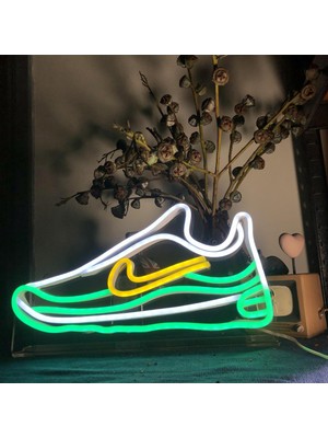 Aqqogib Ins Holiday Creative Gifts Dimming Modeling Lights LED Decorative Lights Sneakers Decoration Neon Lights（green -N） (Yurt Dışından)