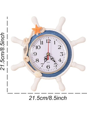 Aqqogib Teras Için Dış Mekan Saatleri, 4 Inç Akdeniz Tarzı Denizcilik Ahşap Gemi Dümeni Asılı Dekorasyon Büyük Sessiz Duvar Saati Plaj Deniz Teması, Beyaz (Yurt Dışından)