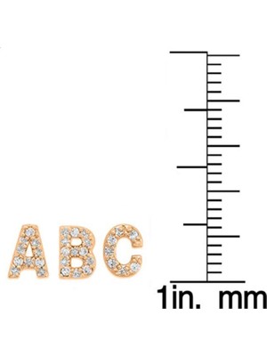 Aqqogib S925 Gümüş Zirkon Saplama Küpe 26 Ingilizce Harf Zirkonyum Tam Elmas Küpe --- Gül Altın D (Yurt Dışından)