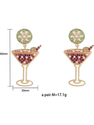 Safety1 Kadın Şarap Bardağı Küpe Meyve Kolye Eğlenceli Küpe Kübik Zirkonya Saplama Küpeler, Kadınlar ve Kızlar Için Takı Hediyeler (Yurt Dışından)