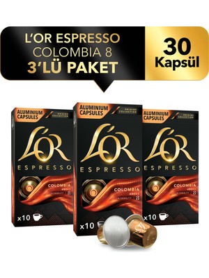 L'or Espresso Origin Colombia 3'lü Fırsat Paketi 30 Kapsül