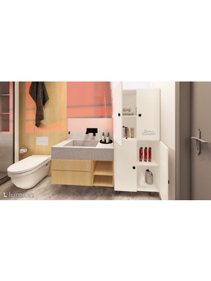 Zerka Concept Minto Mdf 4 Raflı Çok Amaçlı Mutfak Banyo Ayakkabılık Dolap 70 cm