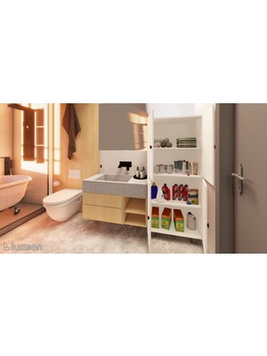 Zerka Concept Mut Mdf 4 Raflı Çok Amaçlı Mutfak Banyo Ayakkabılık Dolabı 50CM