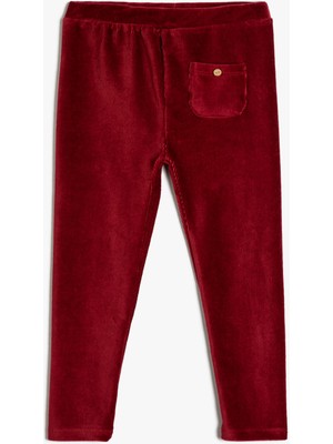 Koton Basic Kadife Tayt Cep Detaylı Beli Lastikli