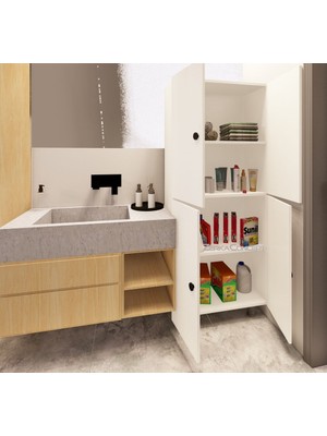 Zerka Concept Mut Mdf 4 Raflı Çok Amaçlı Mutfak Banyo Ayakkabılık Dolap 70 cm