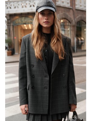 Manuka Oversize Kruvaze Blazer Ceket Gri