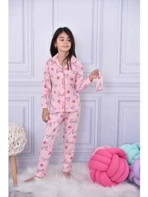 Lolli Boom Kids Yeni Sezon Kız Çocuk Düğmeli Pijama Takımı Oyuncak Bebek Baskılı Göz Bandı Dahil