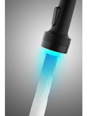 Vilas LED Renkli Işıklı Siyah Musluk Başlığı