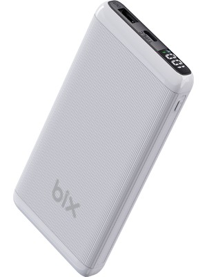 Bix BXPB107 10000MAH 20W Pd Type-C ve Usb-A Scp 22.5W Qc 3.0 18W Çift Çıkışlı LED Ekranlı Powerbank Beyaz