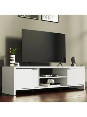 Aden Home Pena Modern Tv Ünitesi, Dolaplı Tv Sehpası, Beyaz Tasarım %100 Mdf, TVU14