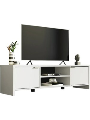 Aden Home Pena Modern Tv Ünitesi, Dolaplı Tv Sehpası, Beyaz Tasarım %100 Mdf, TVU14