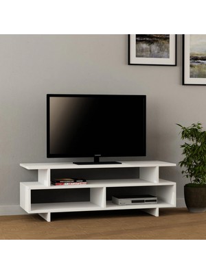 Aden Home Beyaz Tv Ünitesi, Mdf Tv Ünitesi, Raflı Tv Sehpa Ünitesi, Beyaz Mdf Tv Ünitesi Konsol, TVU60