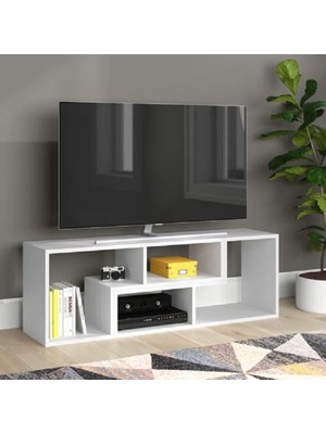 Aden Home Gordon Modern Tv Ünitesi, 2 Bölmeli Tv Ünitesi, 120CM-240CM , Beyaz Tasarım %100 Mdf, TVU07