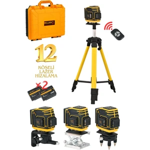 Tripod Hediyeli Uzaktan Kumandalı 12 Köşeli 360 Derece Çizgi Hizalama Lazer Makinesi Seviye Cihazı