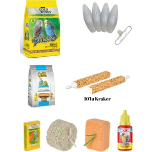 Muhabbet Kuşu Ihtiyaç Seti (Yem,vitamin,kraker,mürekkep Balığı,enerji Blok,mineral Blok)