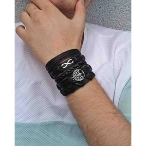 BSN Store Sonsuzluk Yaşam Ağacı Sembol 5 Parçalı Hakiki Deri Bileklik Setleri