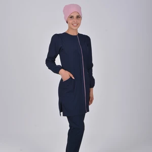 Nur Medikal Giyim Lacivert Soft Likra Hemşire Doktor Tesettür Alt Üst Takım Üniforma